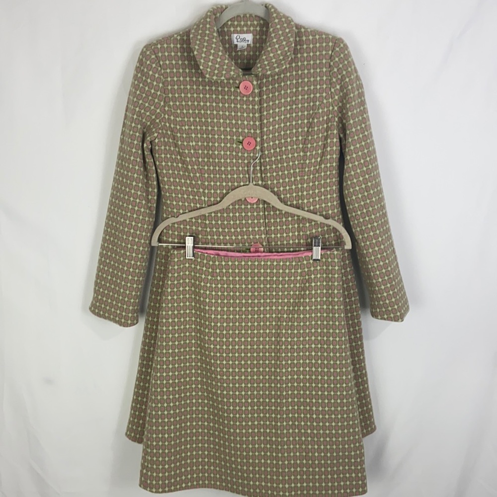 Lilly Pulitzer Green and Pink Houndstooth Coat